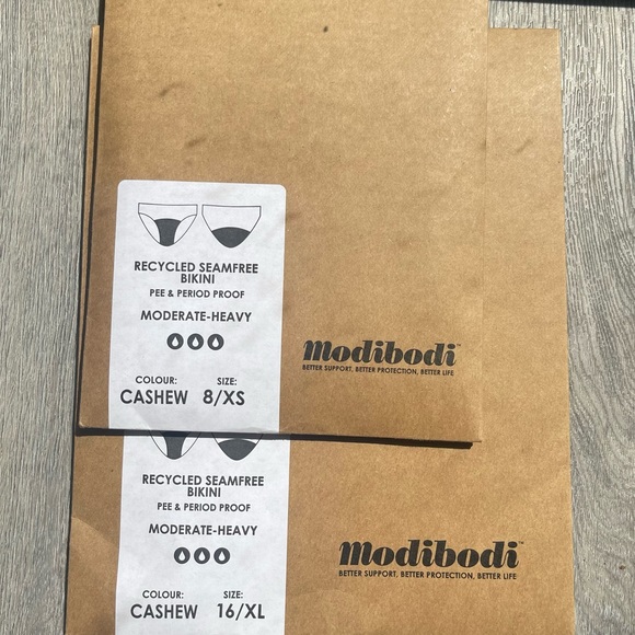 Modibodi Recycled Seamfree Bikini in Cashew (Moderare-Heavy) - Picture 3 of 4